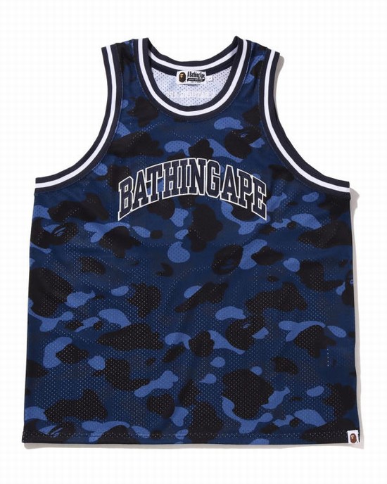 Bape Color Camo Basketball Tricko Panske Modre | SK-3281