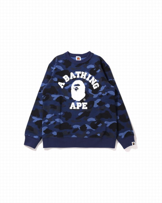 Bape Color Camo College Crewneck JR Mikiny Detske Námornícka Modrá Modre | SK-1083