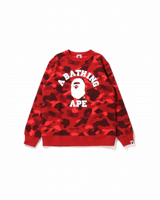 Bape Color Camo College Crewneck JR Mikiny Detske Svetlo Červené | SK-4392