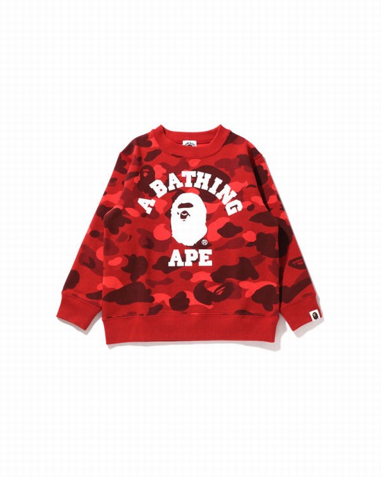 Bape Color Camo College Crewneck Mikiny Detske Svetlo Červené | SK-2196