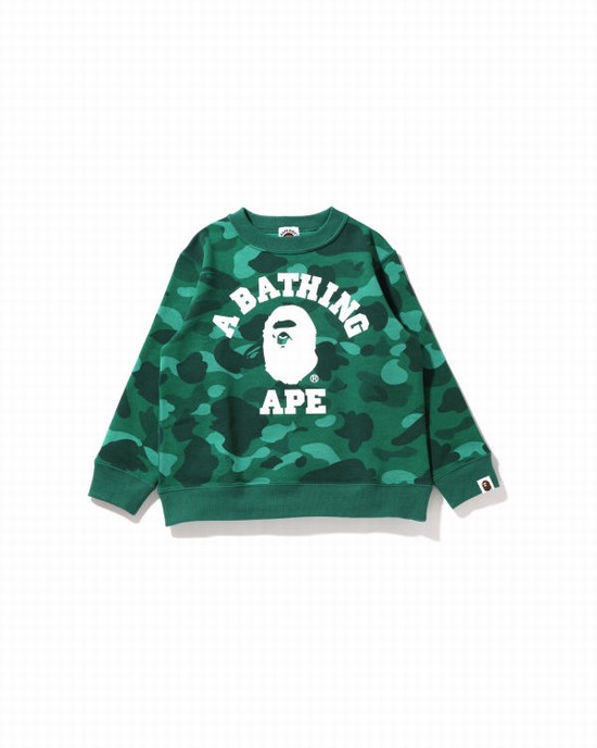 Bape Color Camo College Crewneck Mikiny Detske Tyrkysové | SK-7396