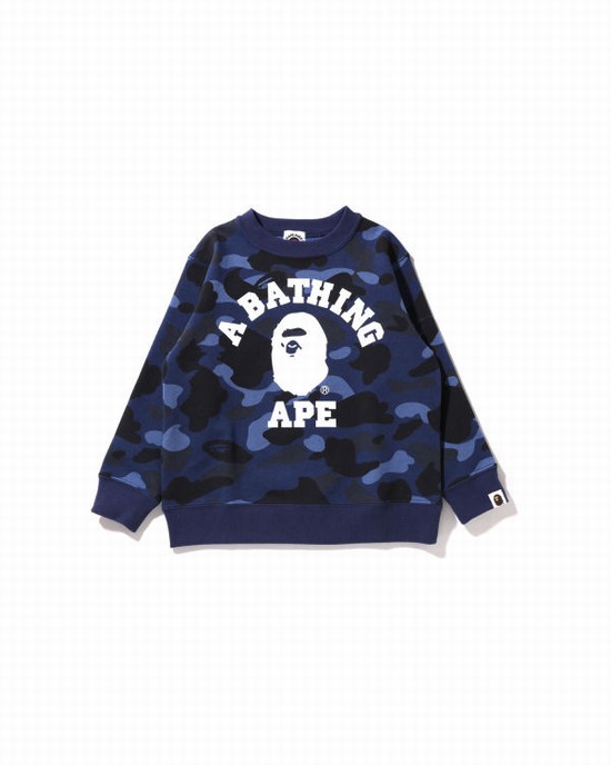 Bape Color Camo College Crewneck Mikiny Detske Námornícka Modrá Modre | SK-8237