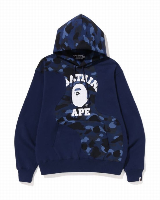 Bape Color Camo College Cutting Relaxed Fit Mikiny S Kapucňou Panske Námornícka Modrá Modre | SK-7016