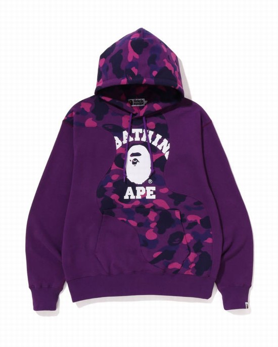 Bape Color Camo College Cutting Relaxed Fit Mikiny S Kapucňou Panske Nachový | SK-9573