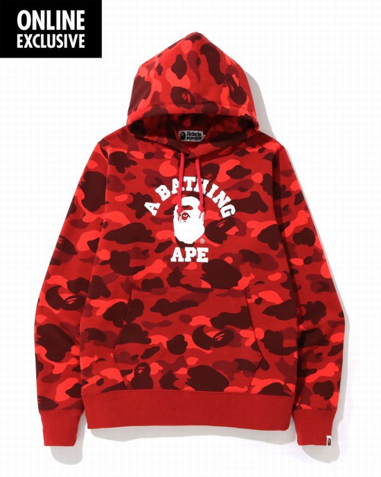 Bape Color Camo College Mikiny S Kapucňou Panske Svetlo Červené | SK-2590