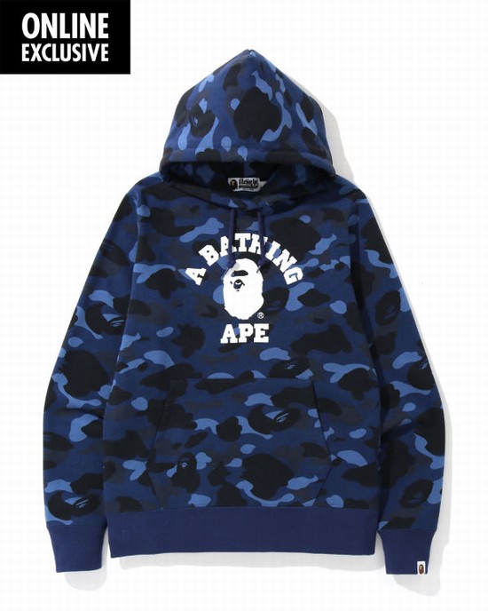 Bape Color Camo College Mikiny S Kapucňou Panske Námornícka Modrá Modre | SK-3745