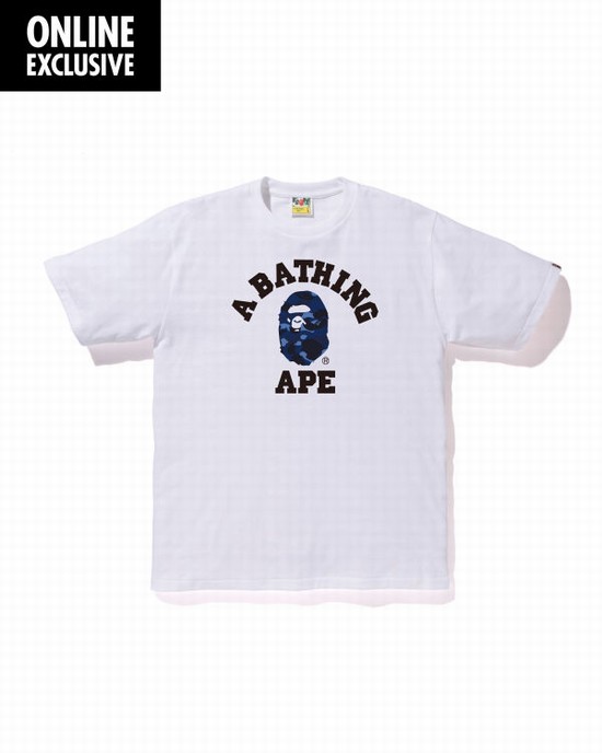 Bape Color Camo College Tricko Panske Modre | SK-9061
