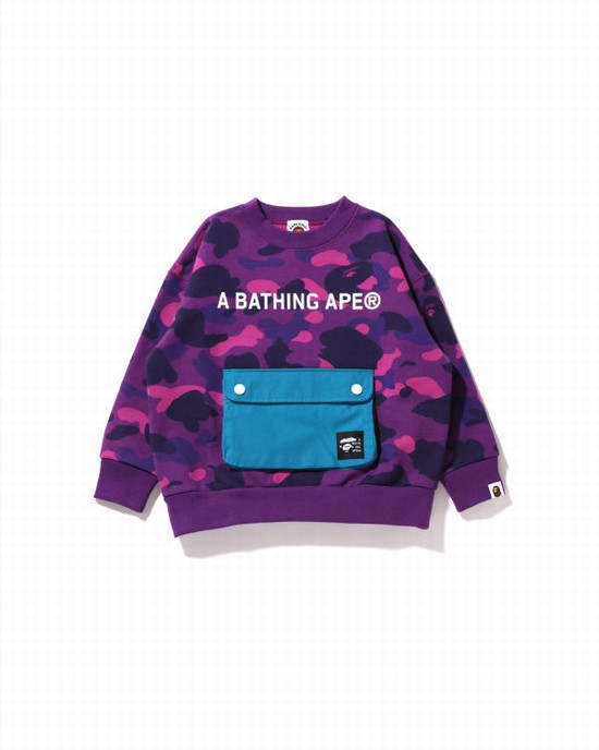 Bape Color Camo Pocket Loose Fit Crewneck JR Mikiny Detske Nachový | SK-2497