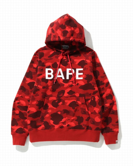 Bape Color Camo Pullover Mikiny S Kapucňou Panske Svetlo Červené | SK-9071
