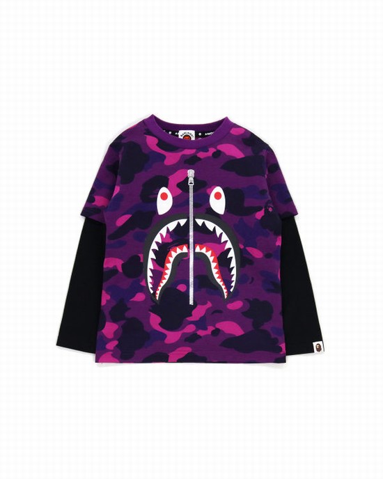 Bape Color Camo Shark Layered Tricko Detske Tmavo Nachový | SK-6840