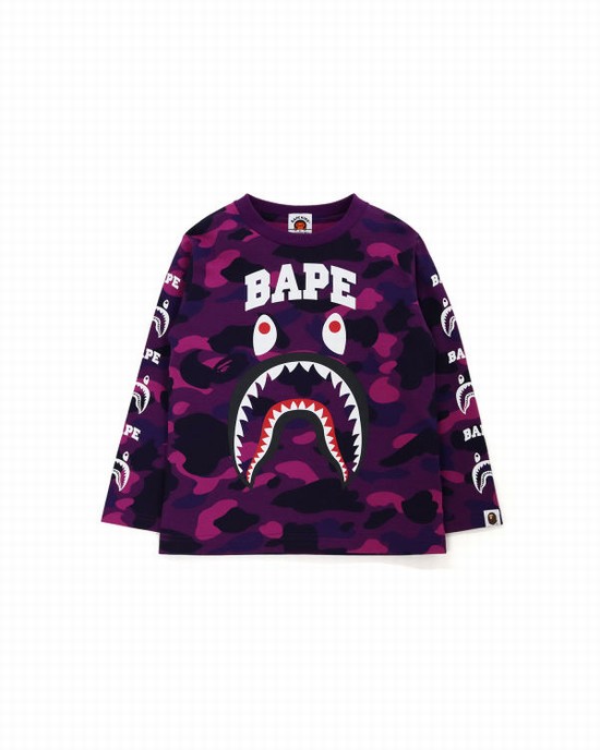 Bape Color Camo Shark Print Tricko Detske Tmavo Nachový | SK-7960