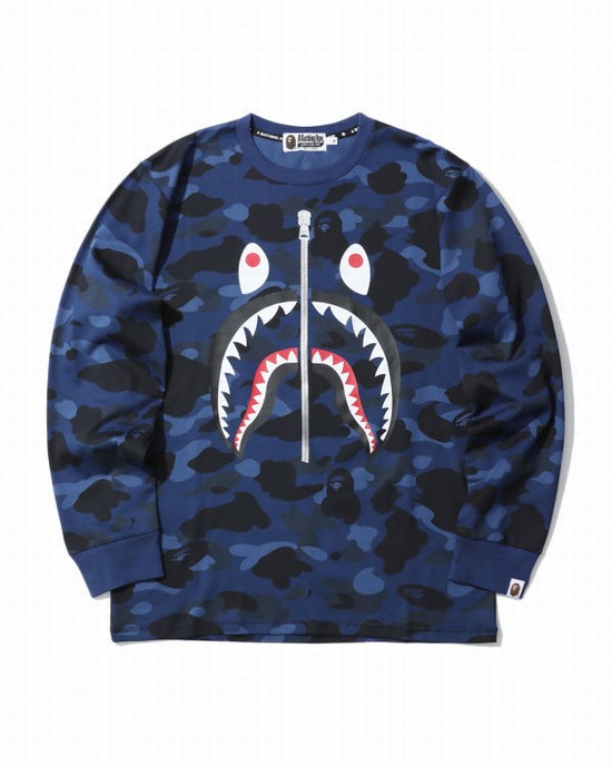 Bape Color Camo Shark Tricko Panske Námornícka Modrá Modre | SK-7462