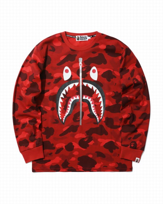 Bape Color Camo Shark Tricko Panske Svetlo Červené | SK-3269
