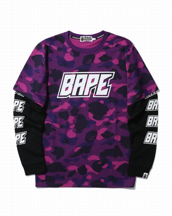 Bape Color Camo layered Tricko Panske Nachový | SK-2514