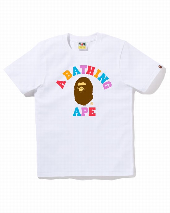 Bape Colors College Tricko Damske Biele | SK-6231