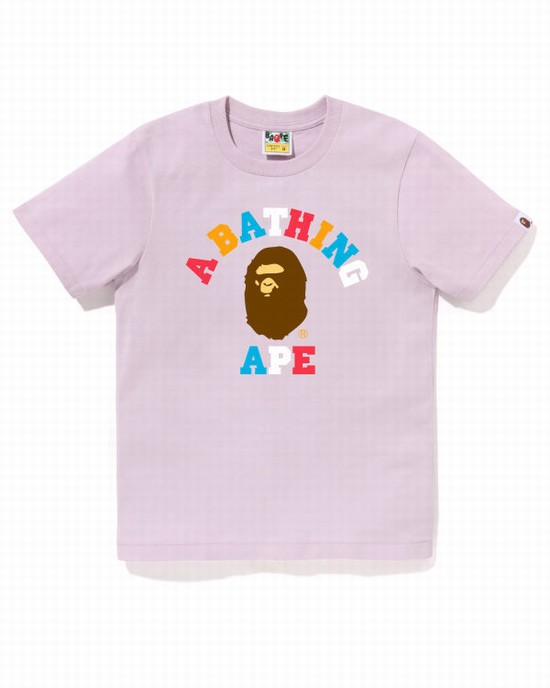 Bape Colors College Tricko Damske Nachový | SK-7096