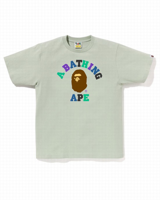Bape Colors College Tricko Panske Zelene | SK-4398