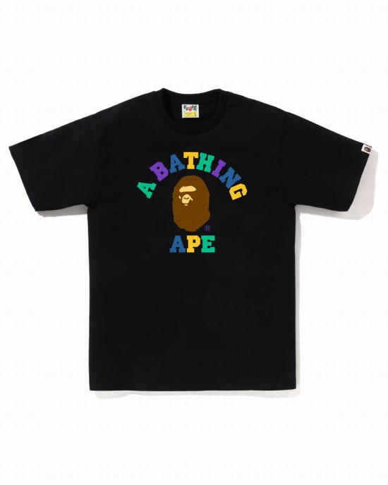 Bape Colors College Tricko Panske Čierne | SK-6523