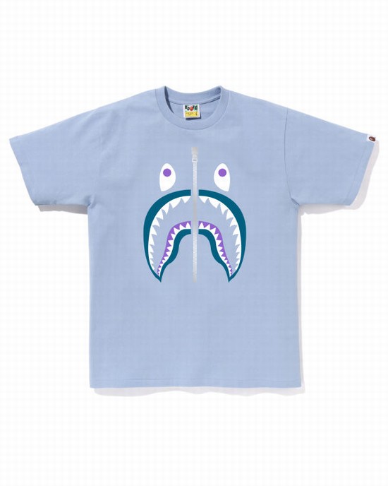 Bape Colors Shark Tricko Panske Svetlo Modre | SK-9038