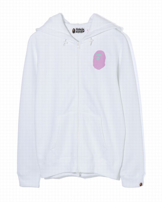 Bape Colours multi logo zip Mikiny S Kapucňou Damske Biele | SK-7214