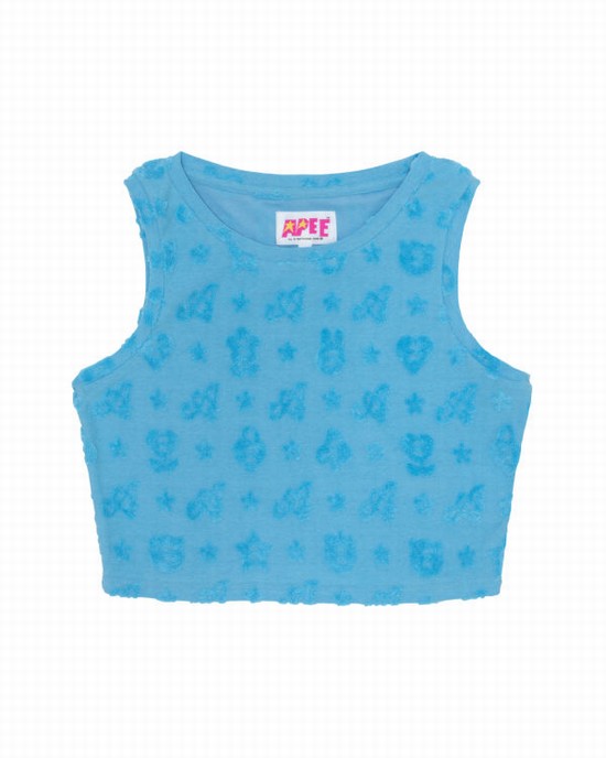 Bape Cropped pattern Vesty Damske Svetlo Modre | SK-6951