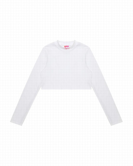 Bape Cropped turtle neck Blúzky Damske Biele | SK-7690