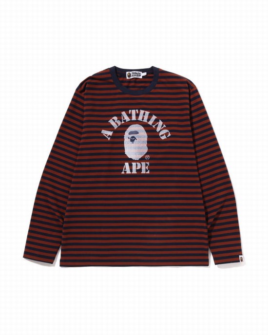 Bape Discharge College Hoop L/S Tricko Panske Hnede | SK-5071