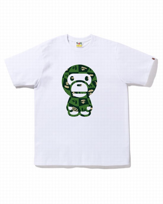 Bape Distortion Big Milo Tricko Panske Biele | SK-0142