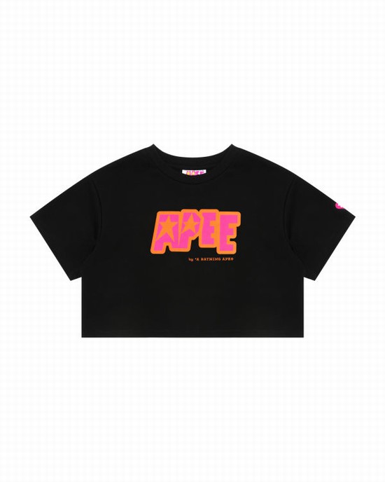 Bape Double logo cropped Tricko Damske Čierne | SK-9748