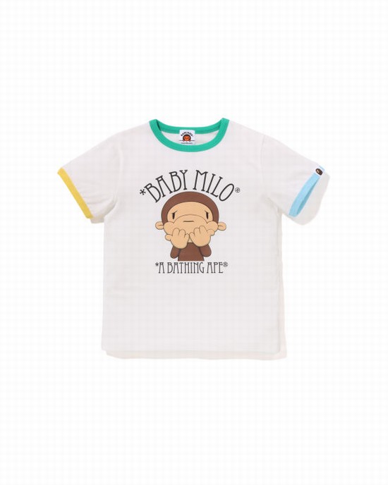 Bape Drawn Milo Shy Ringer Tricko Detske Biele | SK-4196