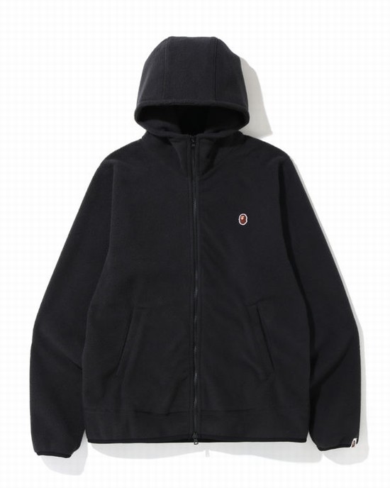 Bape Fleece one point zip Mikiny S Kapucňou Panske Čierne | SK-8361