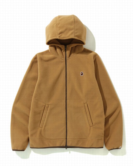 Bape Fleece one point zip Mikiny S Kapucňou Panske Béžové | SK-8407