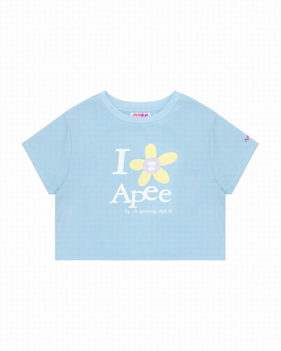 Bape Flower cropped Tricko Damske Modre | SK-6281