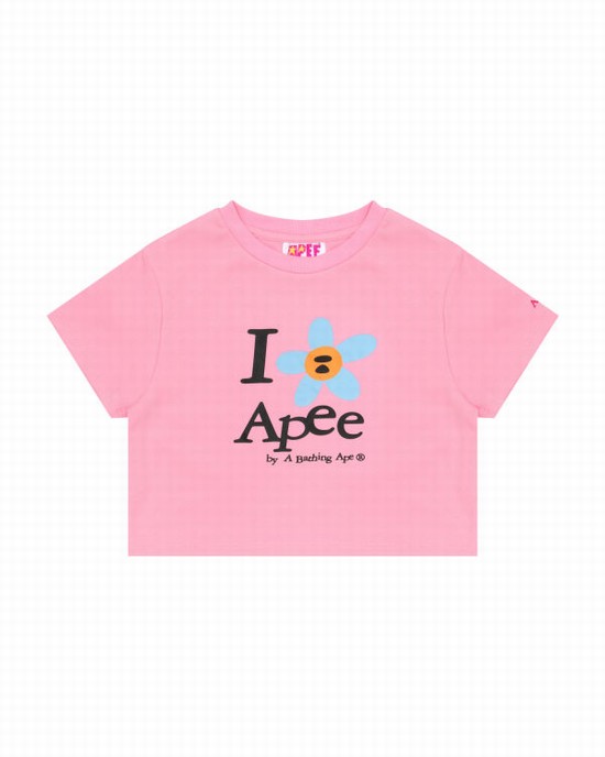 Bape Flower cropped Tricko Damske Ruzove | SK-1564