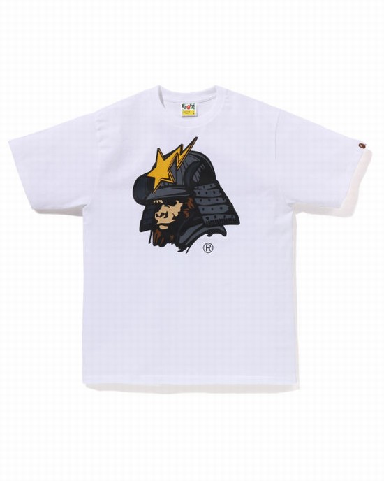 Bape General Kabuto Tricko Panske Biele | SK-2904
