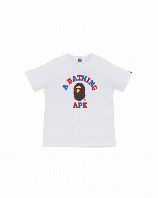 Bape Glitter College Tricko Detske Biele | SK-9452