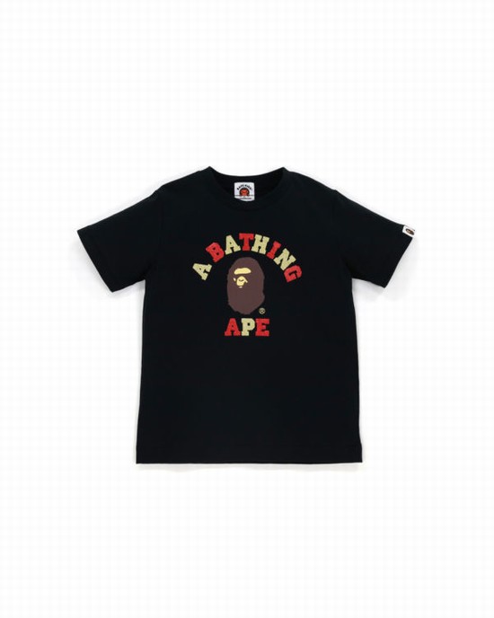 Bape Glitter College Tricko Detske Čierne | SK-4192