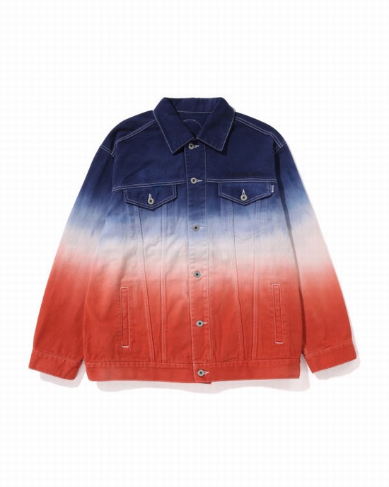 Bape Graduation Champion Loose Fit Denim Bundy Panske Námornícka Modrá Biele Červené | SK-6578