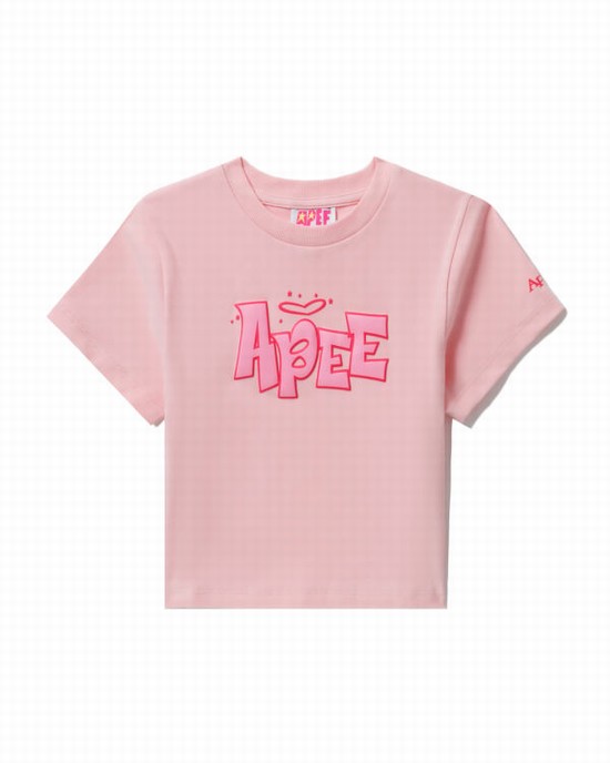 Bape Grafika slim-cut Tricko Damske Ruzove | SK-6415