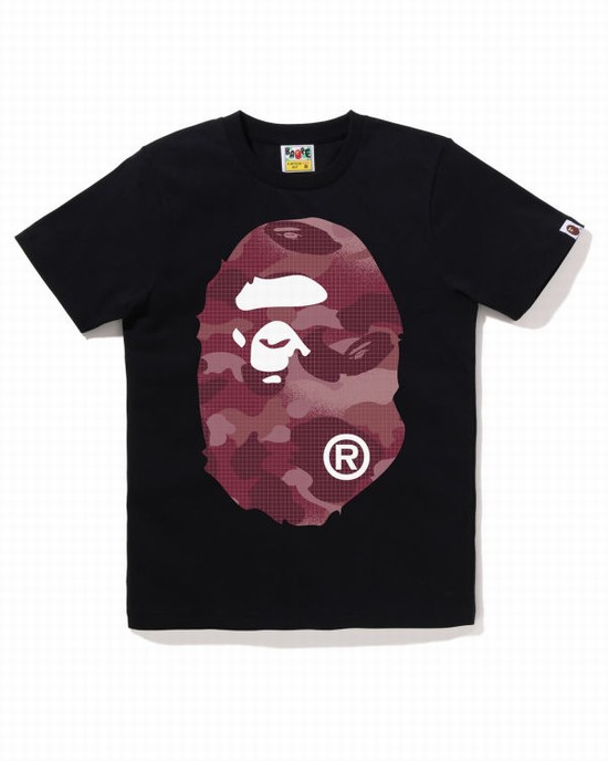Bape Grid Camo Big Ape Head Tricko Damske Čierne | SK-2176