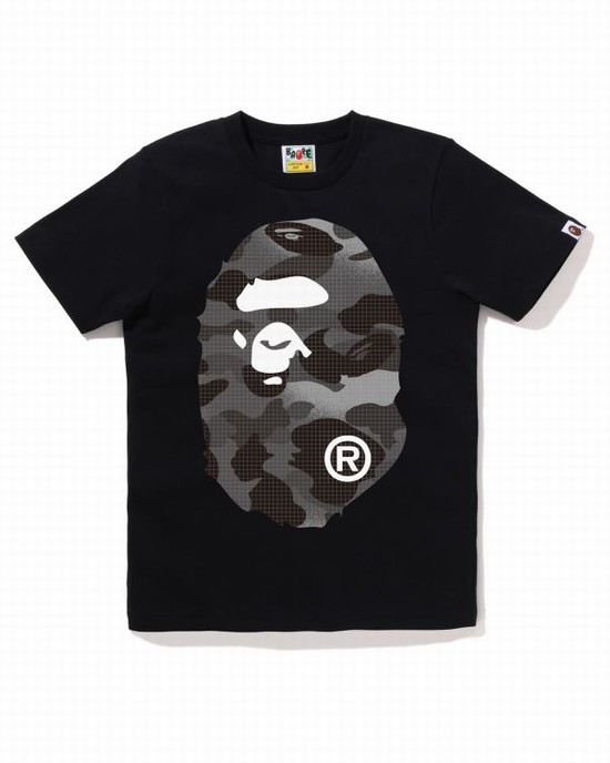 Bape Grid Camo Big Ape Head Tricko Damske Čierne | SK-6851
