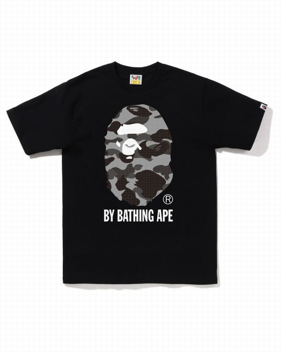Bape Grid Camo By Bathing Ape Tricko Panske Čierne | SK-2471