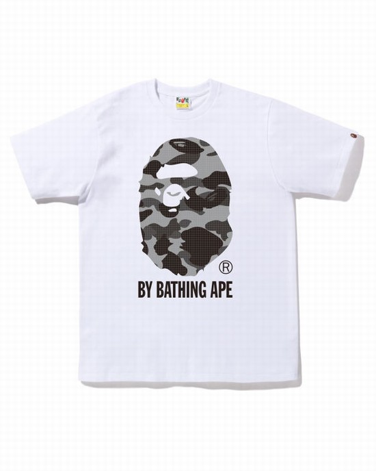 Bape Grid Camo By Bathing Ape Tricko Panske Biele | SK-3782