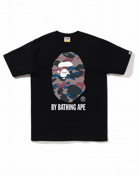 Bape Grid Camo By Bathing Ape Tricko Panske Čierne | SK-6320