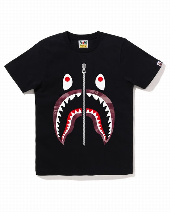 Bape Grid Camo Shark Tricko Damske Čierne | SK-0738