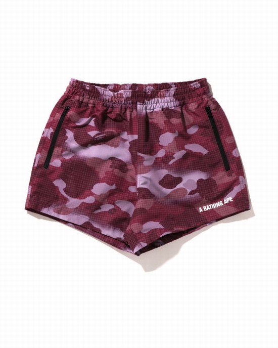 Bape Grid Camo Sortky Damske Tmavo Červené | SK-4639