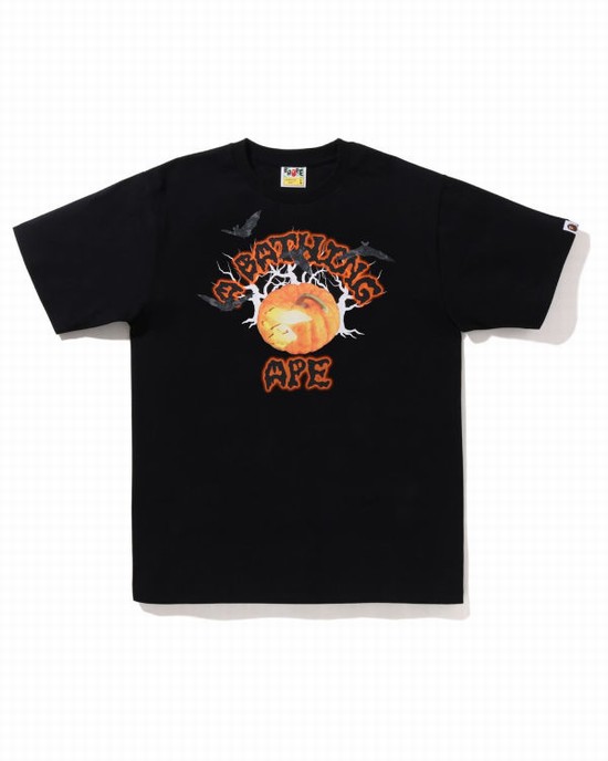 Bape Halloween Jack O' Lantern College Tricko Panske Čierne | SK-6912