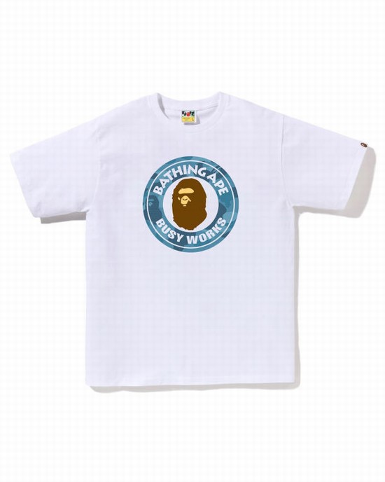 Bape Honeycomb Camo Busy Works Tricko Panske Biele | SK-4386