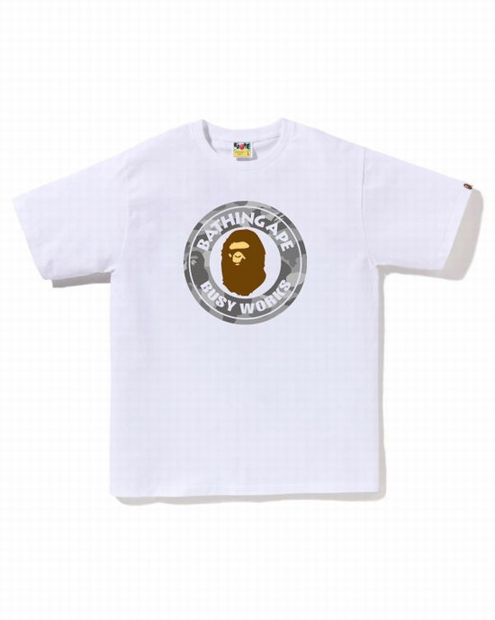 Bape Honeycomb Camo Busy Works Tricko Panske Biele | SK-7980