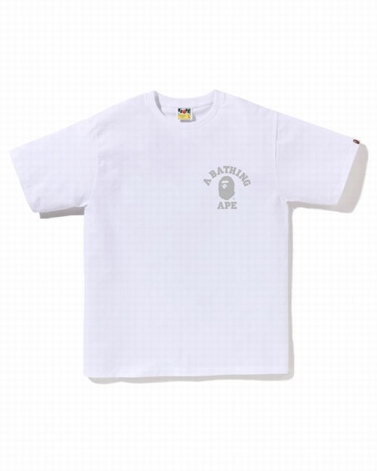 Bape Honeycomb Camo College ATS Tricko Panske Biele | SK-9873